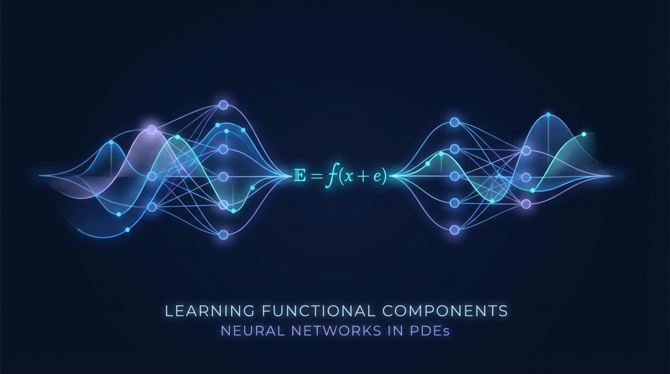 Learning functional components of PDEs from data using neural networks